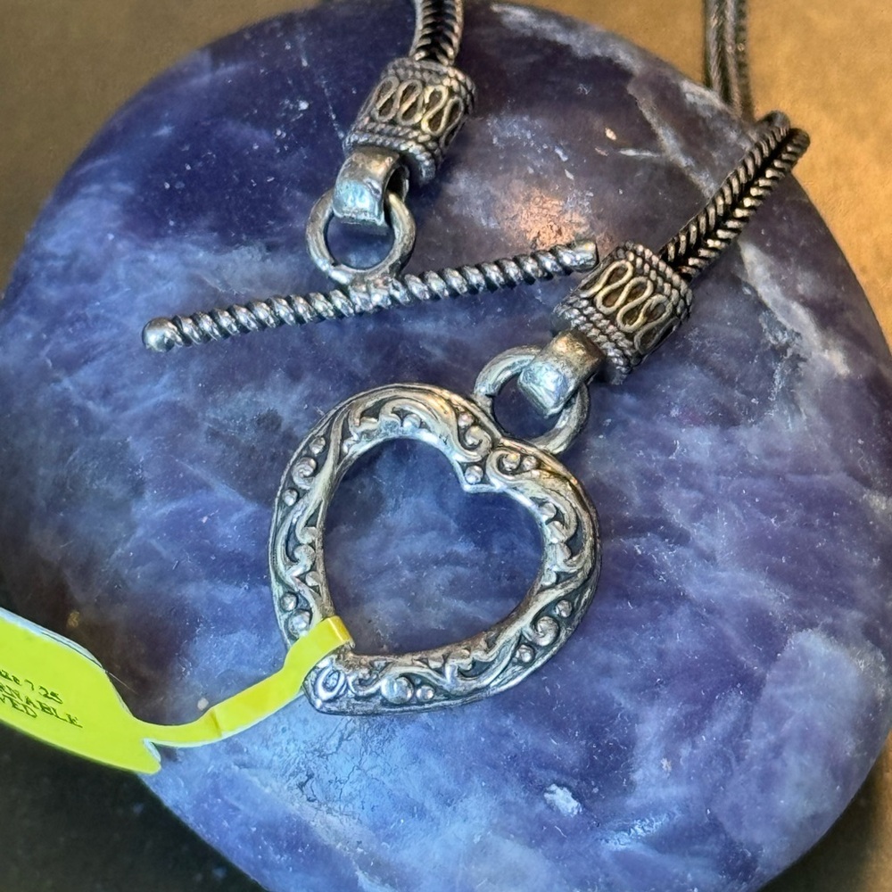 Sterling Silver Boho Heart Toggle Bracelet - 925